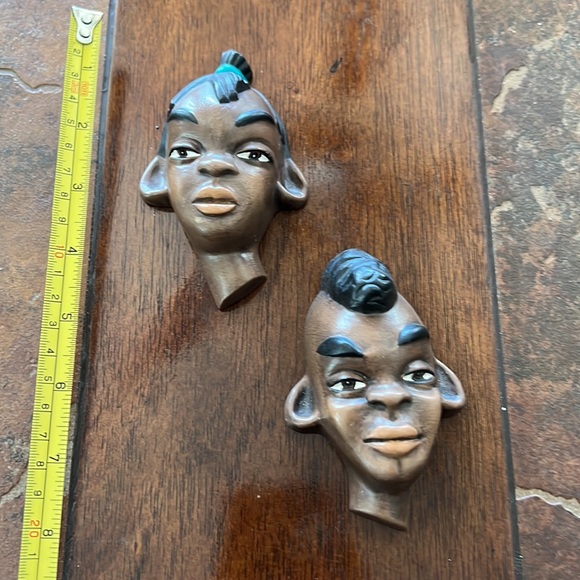 Vintage Black Ceramic Woman & Man Wall Hangings - Picture 2 of 8